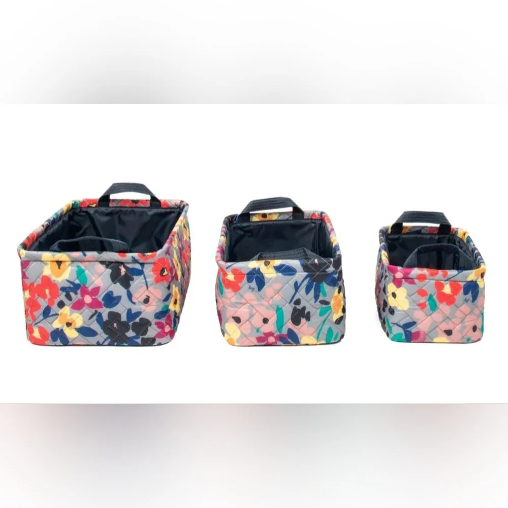 NWT Lug Crescendo 3pc Reversible Storage Bins in Wildflower Multi - Picture 3 of 8
